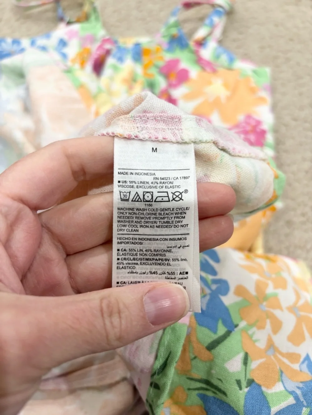 Old Navy Floral Colorful Tropical Linen Blend Mini Dress Vacation Cruise Sz M - Picture 6 of 6